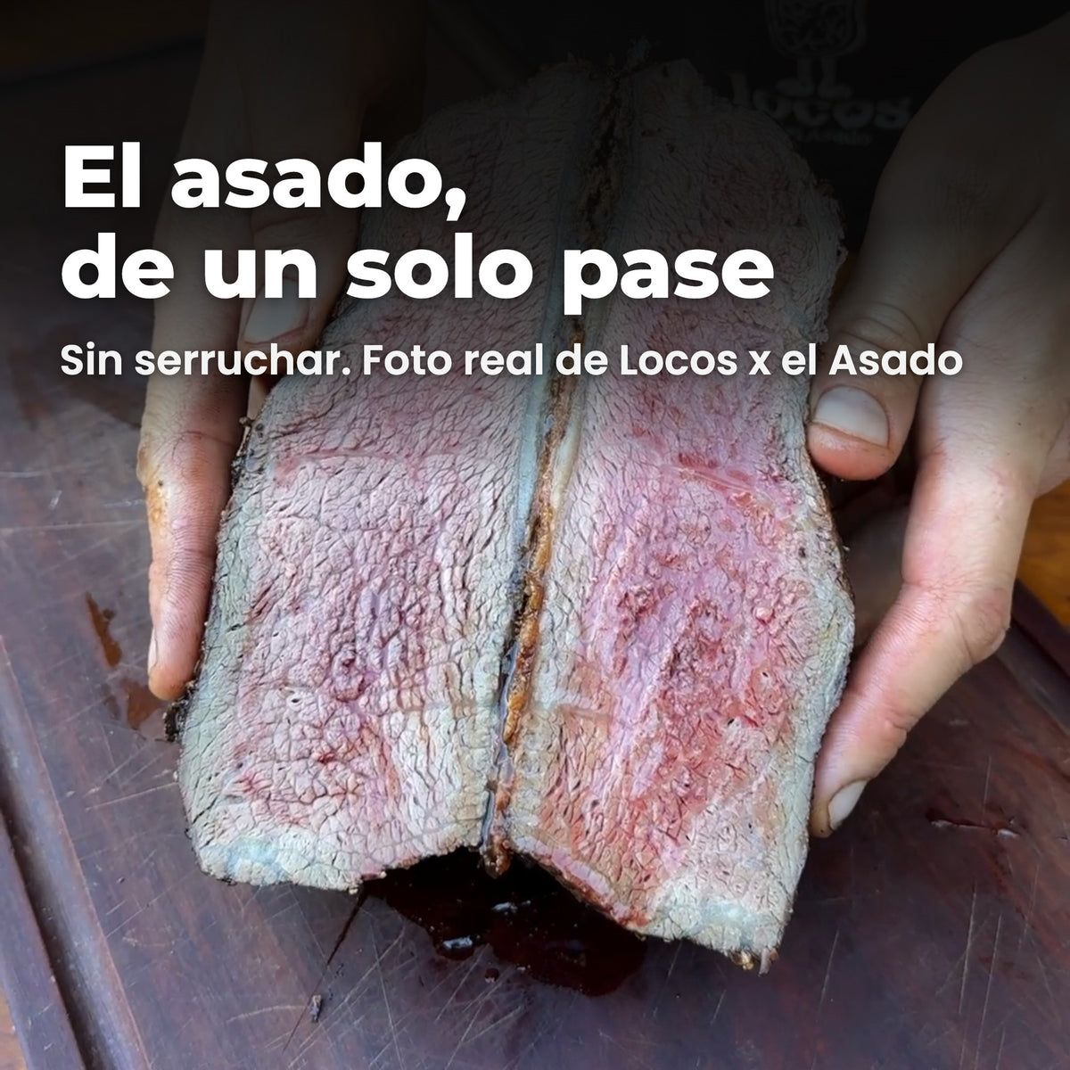 Locos x el Asado corta una picaña de un solo pase con un cuchillo afilado con Refilo. Foto real